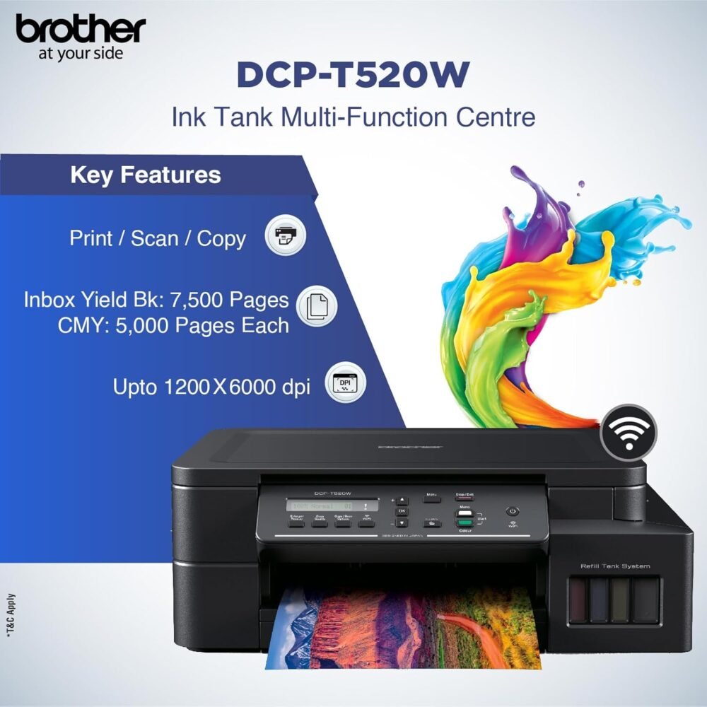 BROTHER AIO Ink Tank Refill System Printer with Wireless and Mobile Printing (DCP-T520W) - 1 Year Warranty - Image 6