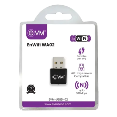 EVM WA02 Dongle USB Wireless Adapter 300Mbps – 1 Year Warranty